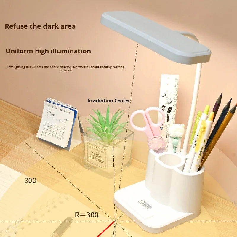Rechargeable Three-color Light-emitting Diode Temperature Multi-functional Pen Stand Study Battery-Powered Desk Lamp
