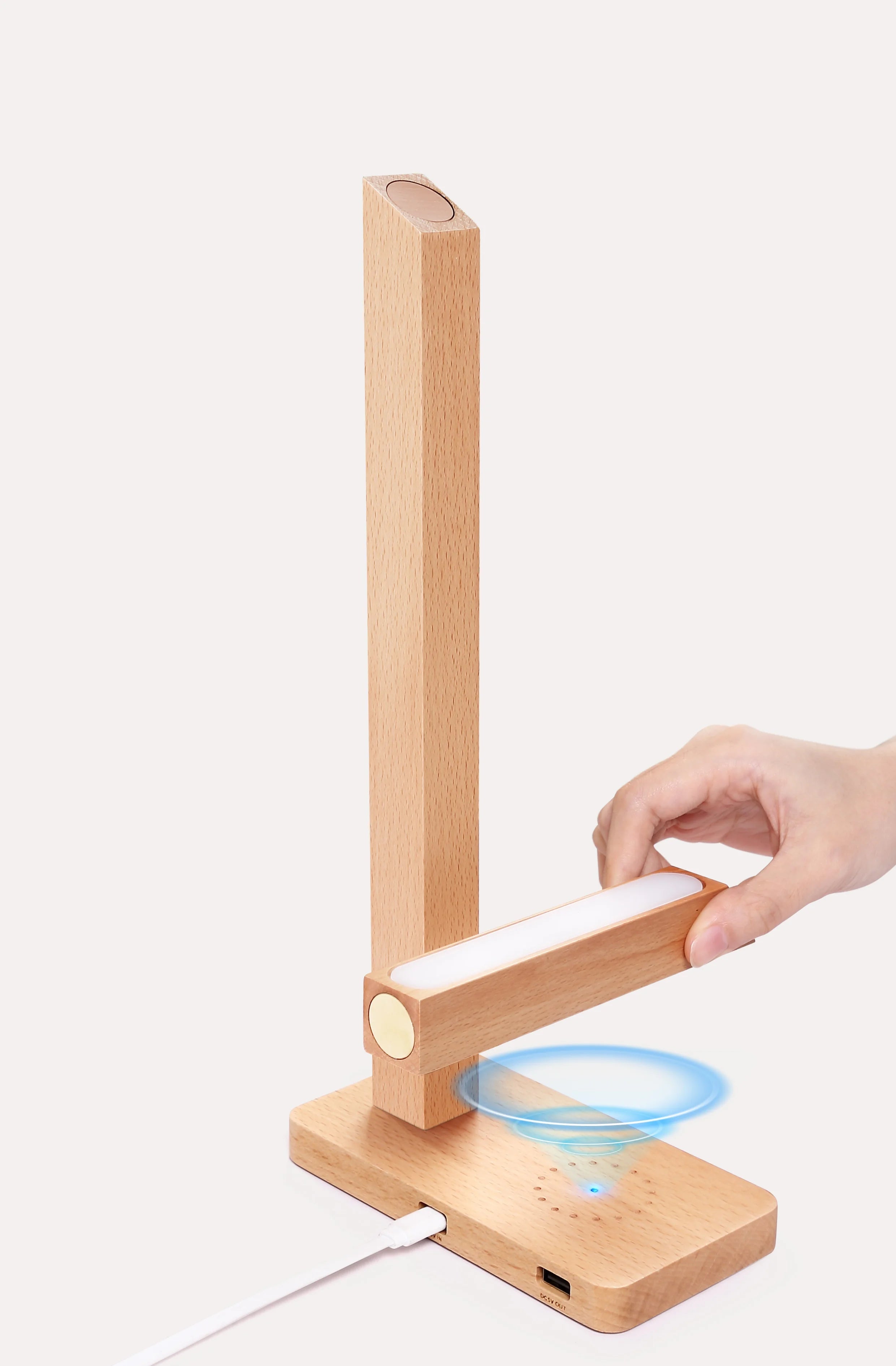 LED Wood Desk Lamp with Wireless Charger Desk Lamps for Home OfficeTouch Control Adjustable Detachable and Convenient Desk Lamp