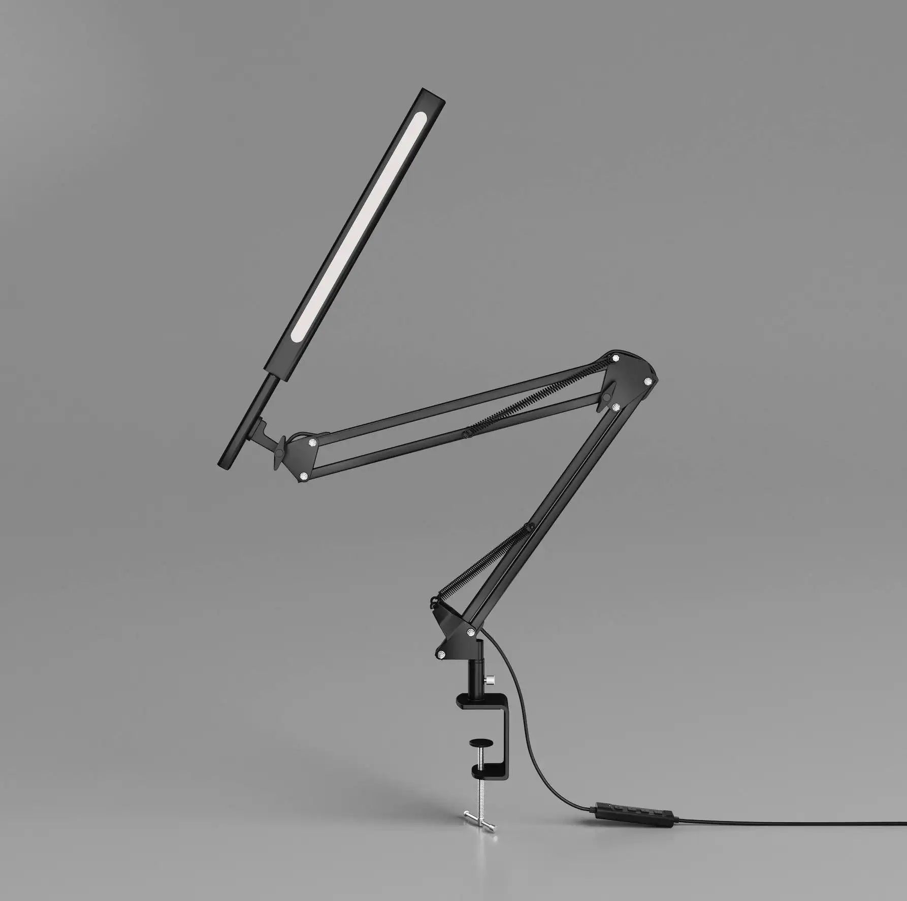12W Black Metal Desk Lamp with Timer/Memory Function Modern Folding Design for Student Reading AC Power 5V Input