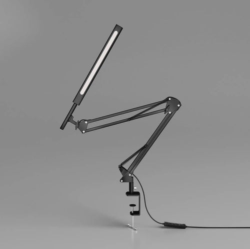 12W Black Metal Desk Lamp with Timer/Memory Function Modern Folding Design for Student Reading AC Power 5V Input
