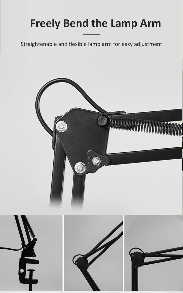 Flexible Adjustable Swing Arm With Clip Study Reading Learning Table Lamps Home Decor Led Desk Lamp