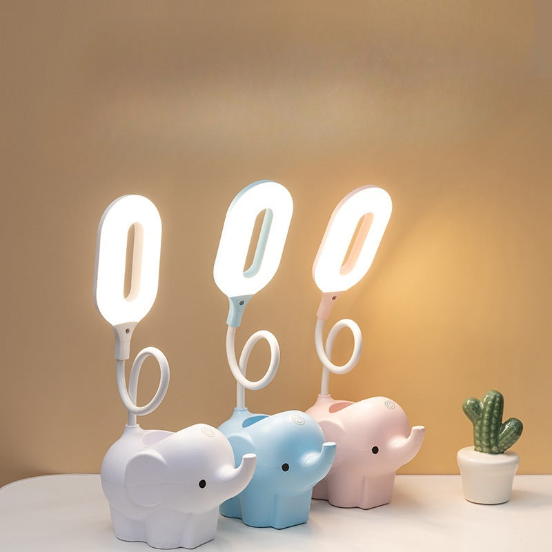 Kids Learn Reading Lamp Work Table Lamp USB Small Desk Lamp with Pen Organizer