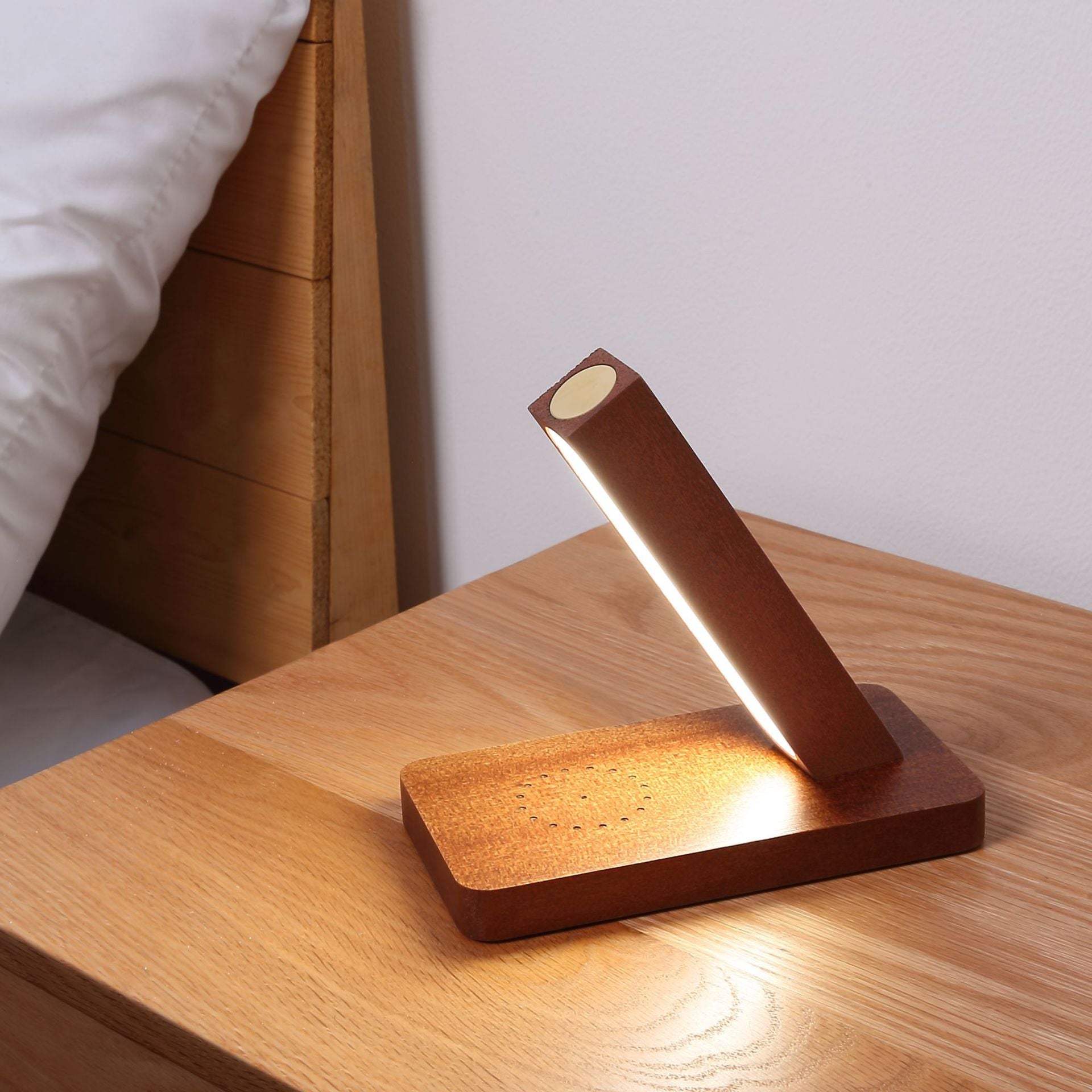 LED Wooden Table Lamp with Wireless Charger Desk Lights for Home Office Touch Control Adjustable Portable Desk Lamp