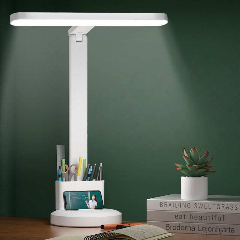 LED Rechargeable Multifunction Table Lamp with Pen Organizer Eye Protection Night Light for Study Bedroom Office