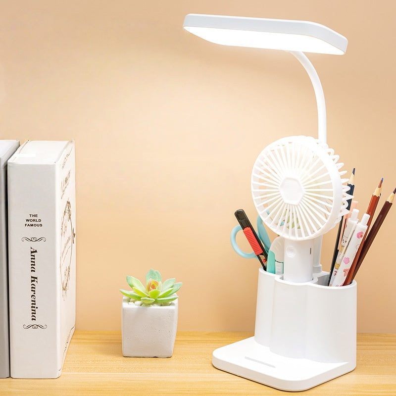 Rechargeable 3-color LED Temperature Multi-function Pen Stand Study Battery-Powered Table Lamp