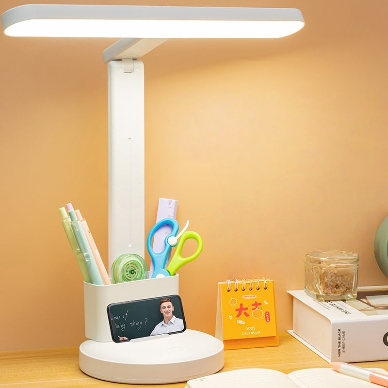 LED Rechargeable Multifunction Table Lamp with Pen Organizer Eye Protection Night Light for Study Bedroom Office