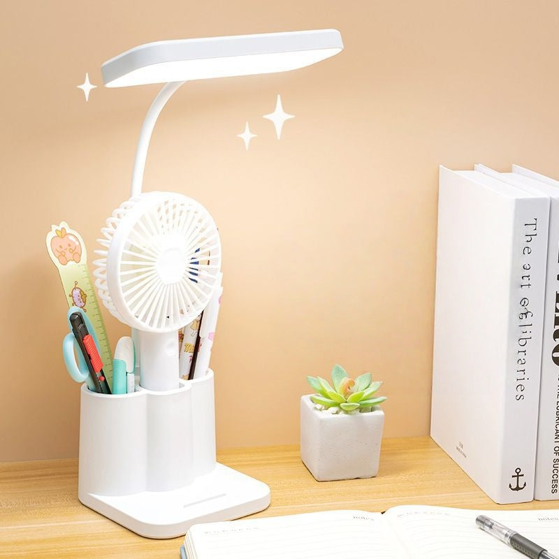 Rechargeable 3-color LED Temperature Multi-function Pen Stand Study Battery-Powered Table Lamp