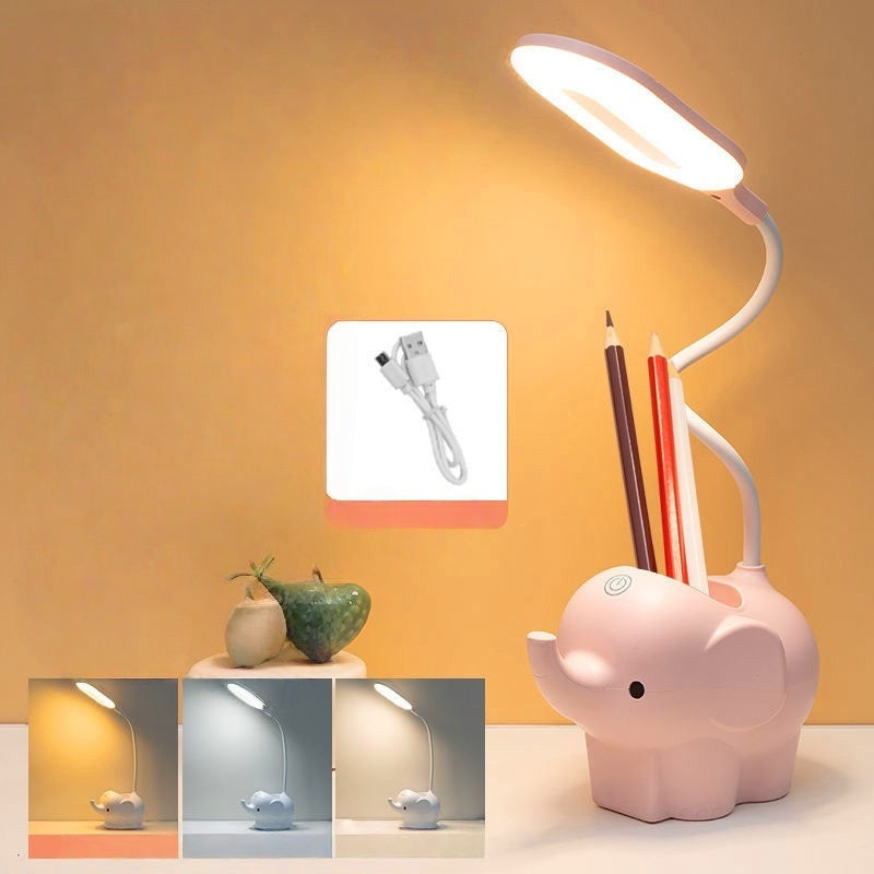 Kids Learn Reading Lamp Work Table Lamp USB Small Desk Lamp with Pen Organizer