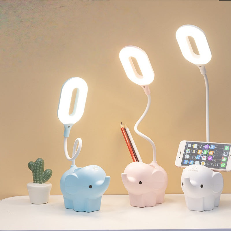 Kids Learn Reading Lamp Work Table Lamp USB Small Desk Lamp with Pen Organizer