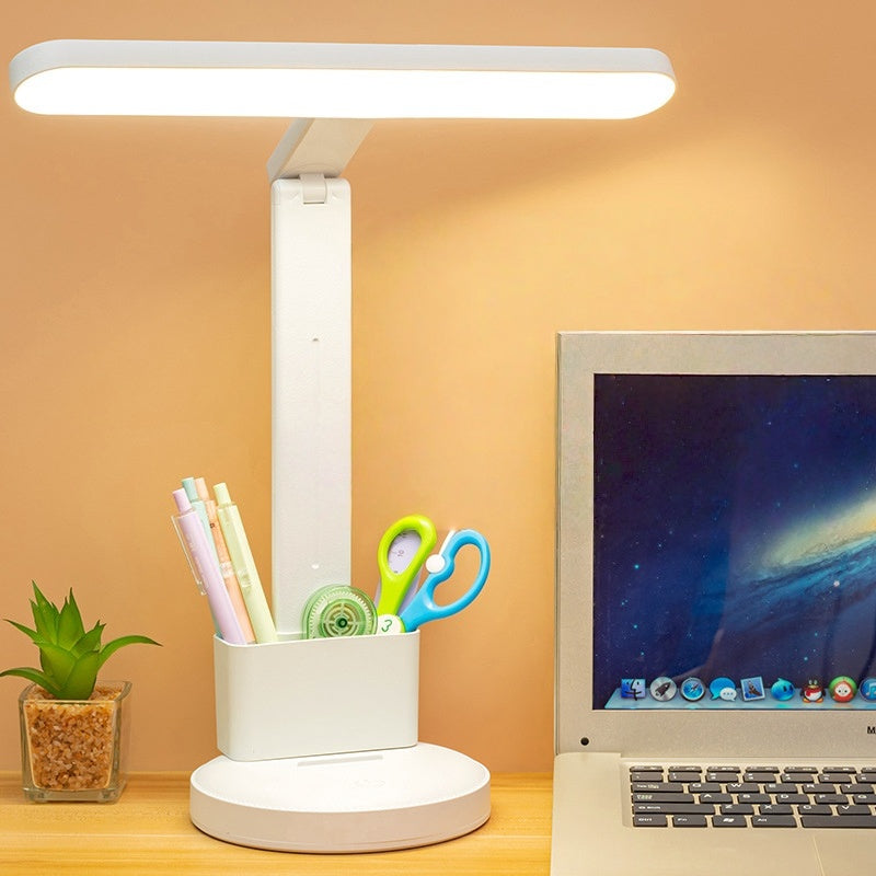 LED Rechargeable Multifunction Table Lamp with Pen Organizer Eye Protection Night Light for Study Bedroom Office