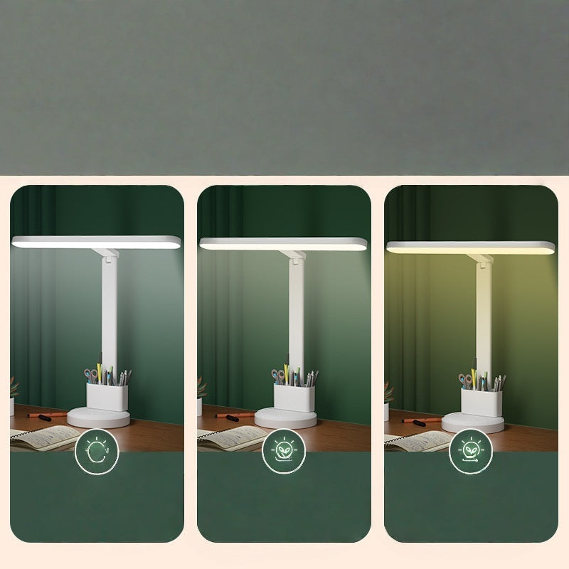 LED Rechargeable Multifunction Table Lamp with Pen Organizer Eye Protection Night Light for Study Bedroom Office