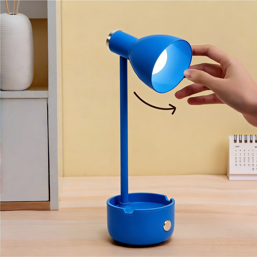 Minimalist Cordless LED Desk Lamp with Touch Control and Adjustable Light Angle Rechargeable Battery Powered Desk Light